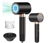 Oskuglin Sèche-cheveux ionique professionnel 2400W, bouton air chaud/froid, 3 niveaux de température, diffuseur inclus, idéal pour salon de coiffure et usage domestique (Noir)