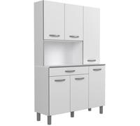 OSLO Buffet de 120 cm - 1 Tiroir et 6 Portes - L 120 x P 40 x H 185 cm - Coloris Blanc