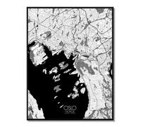 Oslo carte ville city map n&b