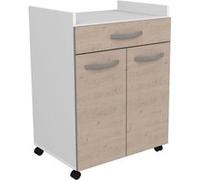 Generique Desserte OSLO 60 cm – 1 tiroir, 1 porte – L60×P44×H81 cm – Chêne naturel / Blanc G