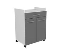 OSLO Desserte de 60 cm - 1 Tiroir et 1 Porte - L 60 x P 44 x H 81 cm - Coloris Gris brillant
