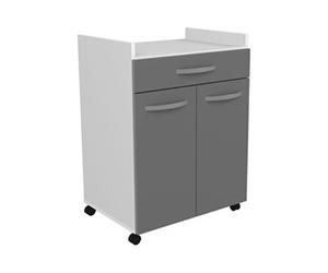 OSLO Desserte de 60 cm - 1 Tiroir et 1 Porte - L 60 x P 44 x H 81 cm - Coloris Gris brillant