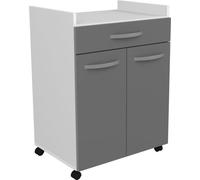 OSLO Desserte de 60 cm - 1 Tiroir et 1 Porte - L 60 x P 44 x H 81 cm - Coloris Gris brillant - EKIPA
