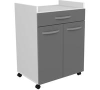 OSLO Desserte de 60 cm - 1 Tiroir et 1 Porte - L 60 x P 44 x H 81 cm - Coloris Gris brillant