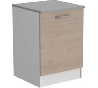 OSLO Meuble Bas 1 porte + plan - Décor Chêne Jackson - L 60 x P 60 x H 86 cm
