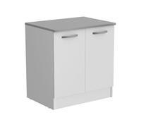 OSLO Meuble bas 2 portes + plan - Décor blanc - L 80 x P 60 x H 86 cm