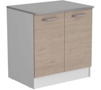Buffet de cuisine GENERIQUE OSLO Meuble Bas 2 portes + plan - Décor Chêne Jackson - L 80 x P 60 x H 86 cm