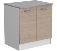 Buffet de cuisine GENERIQUE OSLO Meuble Bas 2 portes + plan - Décor Chêne Jackson - L 80 x P 60 x H 86 cm