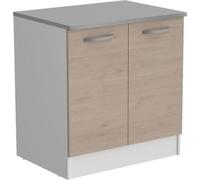 OSLO Meuble Bas 2 portes + plan -Reproduction Chene Jackson - L 80 x P 60 x H 86 cm