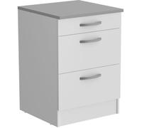 OSLO Meuble Bas 3 tiroirs + plan - Décor blanc - L 60 x P 60 x H 86 cm