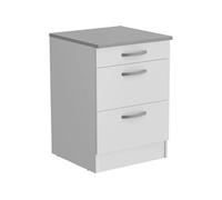 OSLO Meuble Bas 3 tiroirs + plan - Décor blanc - L 60 x P 60 x H 86 cm
