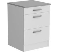 OSLO Meuble Bas 3 tiroirs + plan - Décor blanc - L 60 x P 60 x H 86 cm