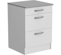 OSLO Meuble Bas 3 tiroirs + plan - Décor blanc - L 60 x P 60 x H 86 cm Blanc G