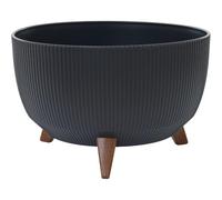 Oslo Pot de Fleurs en Plastique avec Insert Motif Rayures Anthracite 40 x 25 cm