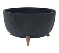 Oslo Pot de Fleurs en Plastique avec Insert Motif Rayures Anthracite 47 x 26,5 cm