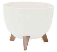 Oslo Pot de Fleurs en Plastique avec Insert Motif Rayures Blanc 29 x 23 cm