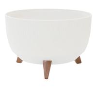 Oslo Pot de Fleurs en Plastique avec Insert Motif Rayures Blanc 40 x 25 cm