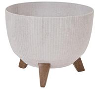 Oslo Pot de Fleurs en Plastique et Fibres de Bois avec Insert Crème Aspect rayé 29 x 23 cm