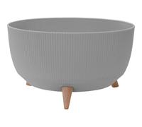 Oslo Pot de Fleurs en Plastique et Fibres de Bois avec Insert Gris Aspect rayé 47 x 26,5 cm