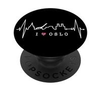 Oslo Skyline Battement Cœur Norvégien Norvège J'aime Oslo PopSockets PopGrip Adhésif
