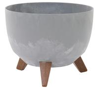 Oslo Stone Pot de Fleurs, Gris, Aspect béton, 29 x 23 cm, en Fibres de Plastique/Bois sur Pieds avec Insert