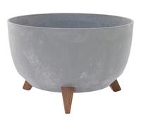 Oslo Stone Pot de Fleurs, Gris, Aspect béton, 40 x 25 cm, en Fibres de Plastique/Bois sur Pieds avec Insert