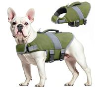 Oslueidy Gilet de Sauvetage pour Chien Haute Flottabilité, Gilet Sauvetages pour Chien de Requin Réfléchissant Sécurité pour Animaux Compagnie Maillot Bain (Vert, S)