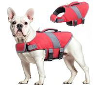 Oslueidy Gilet de Sauvetage pour Chien Haute Flottabilité, Gilet Sauvetages pour Chien de Requin Réfléchissant Sécurité pour Animaux Compagnie Maillot Bain (Rouge, XL)
