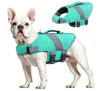 Oslueidy Gilet de Sauvetage pour Chien Haute Flottabilité, Gilet Sauvetages pour Chien de Requin Réfléchissant Sécurité pour Animaux Compagnie Maillot Bain (Bleu Clair, M)