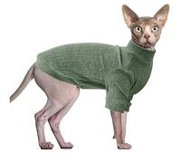Oslueidy Vêtements pour Chat Sphynx, Pull à Manches Longues pour Chat sans Poils, Veste Costume Pulls Gilet Manteau d'hiver pour Sphynx/Cornish Rex/Devon Rex/Peterbald