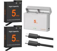 Osmo Action 5 Pro/4/3 Lot De 2 Batteries De Rechange 2800 Mah Type C Usb Double Canal Led Pour Appareil Photo Osmo Action 5 Pro/Osmo Action 4/Osmo Action 3 (2 Batteries + 1 Compartiment De[Z608]