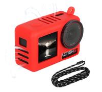 Osmo Action 5 Pro Coque de protection en silicone antidérapante anti-rayures souple avec lanière pour DJI Osmo Action 5 Pro Accessoires, Rouge, Coque en silicone
