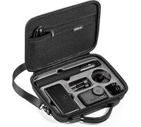 Osmo Action 5 PU Leather Sports Camera Bag - Carrying Case for DJI Osmo Action 4/3 - Travel Bag Shoulder Strap for Camera Accessories (Black), Black, Shoulder Bag