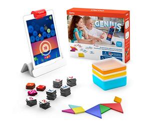 Osmo -Coffret complet Genius pour iPad -Genius Starter Kit -Âges 6-10ans -5 jeux d'apprentissage interactifs : maths, orthographe, art, physique,créativité et plus encore(base Osmo pour iPad incluse)