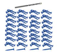 Osmond 100 Pièces 3/16 Pouces X1-1/4 Vis D'Ancrage à Béton à Tête Plate Bleue pour L'Ancrage à la Maçonnerie, au Bloc ou au Stuc de Brique