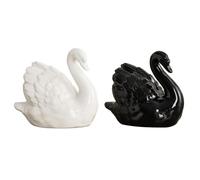 Osmond 2 Pièces Décor de Sculpture de Cygne Noir Blanc, Élégante Statue de Figurine de Couple de Cygne en Céramique pour la Décoration de Bureau à Domicile