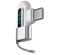 Osmond Adaptateur Type C vers Type C 120 W Coude Affichage Numérique Adaptateur USB C Charge Convertisseur Type C Argent