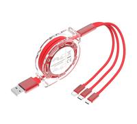 Osmond Câble de Charge Rétractable 0,9 M 3in1 Connecteur D'Adaptateur de Cordon de Chargeur Multiple avec Foudre Micro USB de Type C