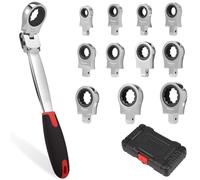 Osmond Clé à Cliquet Métrique à Tête Flexible de 8 à 19 mm avec Têtes Interchangeables et Rangement