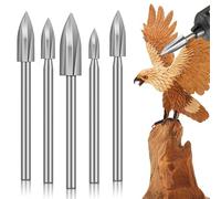 Osmond Ensemble de 5 Forets à Sculpter le Bois, Tige de 1/8 Po, Accessoires pour Outils Rotatifs pour la Gravure, Forets Diamantés pour le Bricolage Du Bois