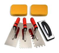 Osmond Ensemble de Spatule Crantée Carrée en Acier Inoxydable pour Carreaux avec Flotteur à Coulis et Éponge à Coulis - Outils D'Installation de Carreaux