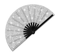 Osmond Éventail de Rave Estival avec Sangle pour la Jambe et Étui en Tissu pour, Festival, Club, Fête, Danse - Argent