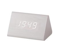 Osmond Horloge en bois multifonctionnelle LED réveil électronique en bois horloge à commande vocale horloge numérique silencieuse en bois, B