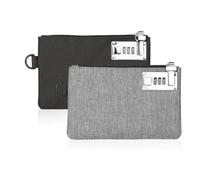 Osmond KOSMCCO® Lot de 2 sacs à monnaie verrouillables en nylon avec serrure pour pièces de monnaie, sacs de rangement pour bijoux, passeport, cartes de crédit, Noir et gris.