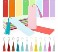 Osmond Lot de 100 marque-pages rectangulaires vierges en papier kraft avec pompons colorés pour projet de bricolage
