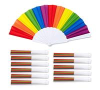 Osmond Lot de 12 éventails arc-en-ciel LGBTQ pliants portables et pliables pour décorations de fête