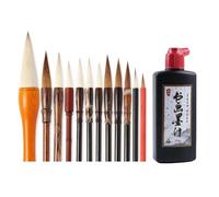 Osmond Lot de 12 Pinceaux de Calligraphie Chinoise, 250 Ml D'Encre Liquide pour Calligraphie et Sumi, Encre de Pinceau Chinoise Polyvalente