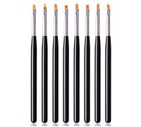 Osmond Lot de 8 stylos de peinture à ongles - Noir - Pétale - Pinceau à ongles court