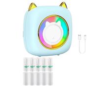 Osmond Mini Imprimante D'Autocollants Mini Imprimante Thermique sans Encre 10 Rouleaux de Papier Thermique, pour Mémo de Notes Photo avec RVB Bleu Clair