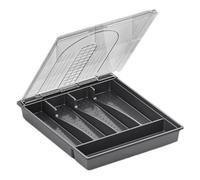 Osmond Organisateur avec couvercle, boîte de rangement en plastique pour couverts et couverts, compartiments couverts plateau à ustensiles pour tiroir de cuisine A